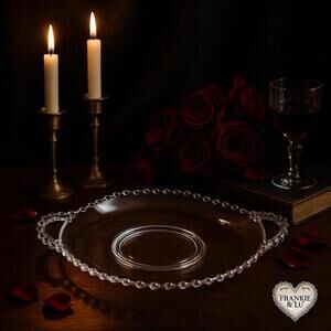 Vintage Imperial Glass Candlewick Handled Serving Tray Beaded Edge